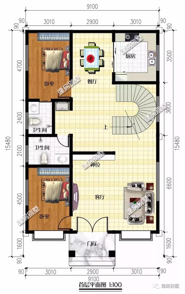 兩款高層別墅設計圖，外墻都用紅面磚，美觀又喜慶，為你帶來好福氣