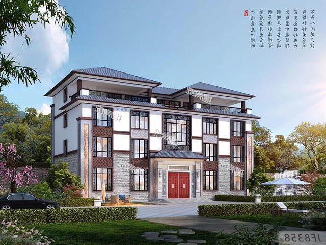 占地三百多平方米的新中式別墅設計圖，如此氣派的房子必定會提高生活品質