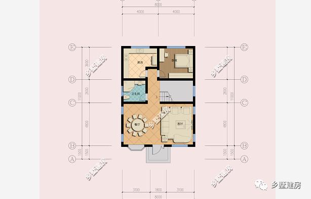 這棟平屋頂簡約田園風別墅設計圖，多臥室，多套房，還帶大院子