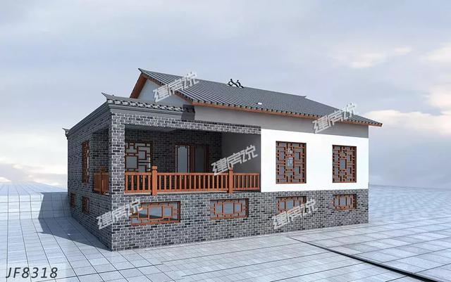 帶花園和庭院的二層新中式別墅設計圖，符合現在大眾的審美，開啟幸福生活