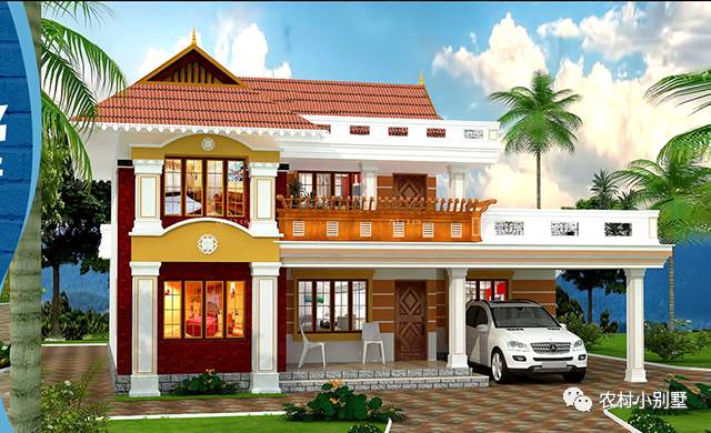 11.6x9米二層現代小別墅圖，帶開放式車庫和大露臺