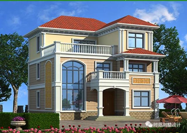 12X12米三層歐式別墅設計圖，帶大露臺，外形美觀漂亮，很適合在農村建。