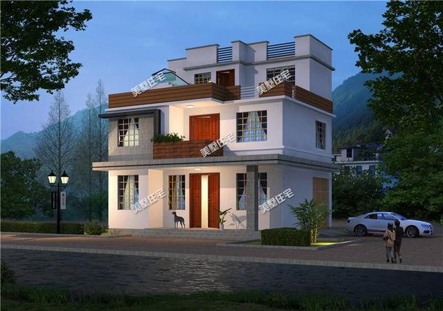 占地88平的三層半簡歐風農(nóng)村自建房，帶車庫和大露臺，功能特別全。