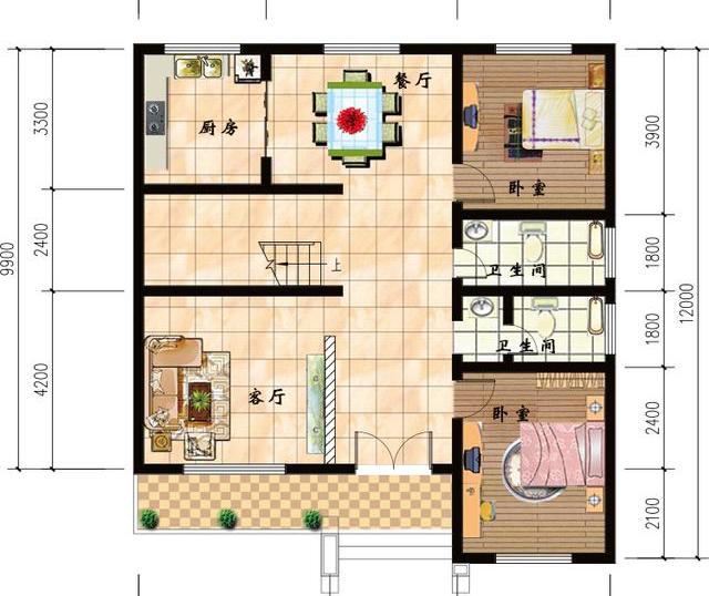 3廳5臥二層高檔別墅設計圖，簡約大氣，主體造價大概25萬。