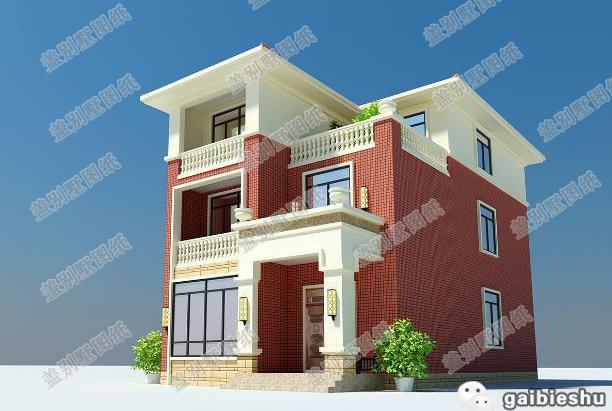 占地面積129㎡的三層別墅設計圖，帶堂屋，既漂亮又實用。