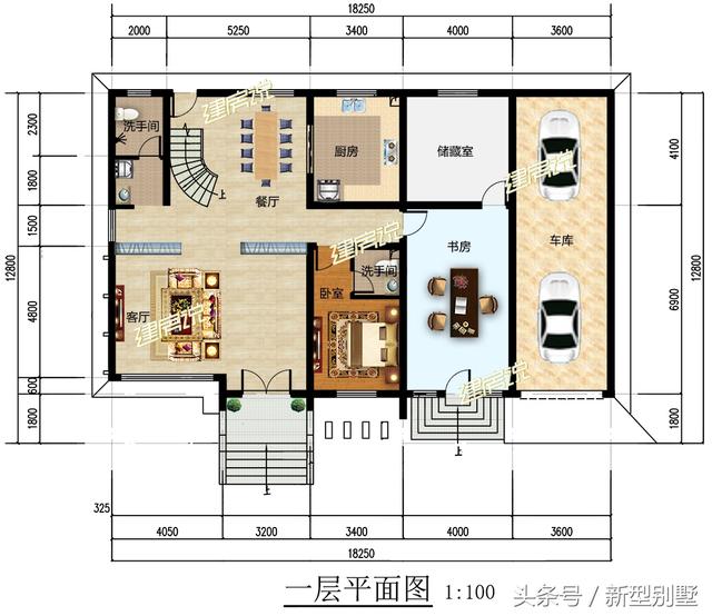 帶車庫的農村二層小別墅設計圖，占地面積215平方米，簡約美觀，建在鄉下最好不過了。