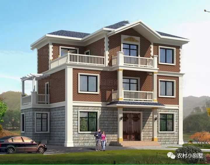 14.04米*8.34米三層新農村房屋設計圖，很適合農村