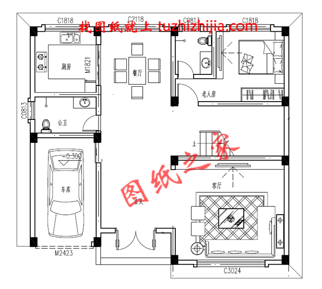 帶車庫四層別墅外觀效果圖及設計圖紙,戶型方正通透