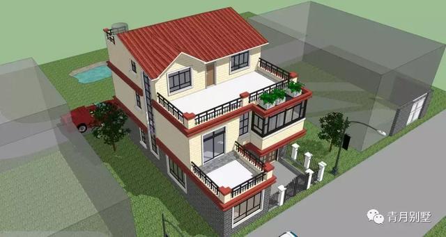 占地135平方米的三農村別墅設計圖，帶大露臺+農家小院，非常適合鄉村自建。