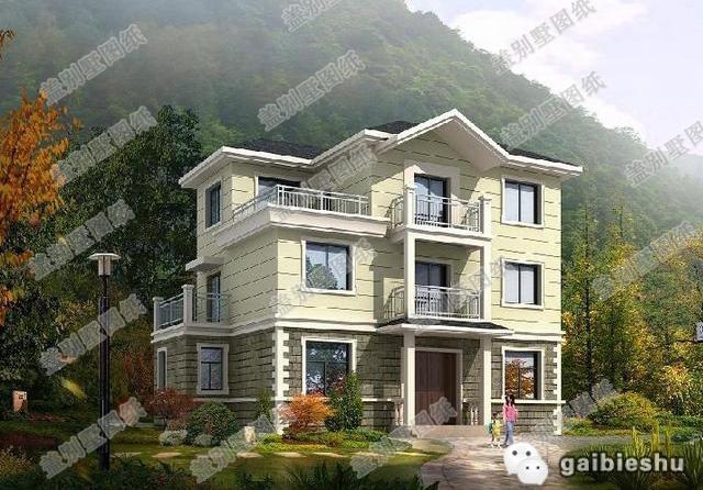 14×8米三層農(nóng)村別墅設(shè)計(jì)圖，外觀設(shè)計(jì)簡約大氣，帶烤火房+堂屋。