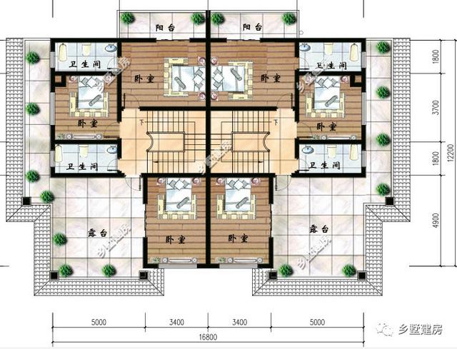 兩套雙拼農(nóng)村別墅設(shè)計圖，一棟是三層的，一棟是二層帶閣樓的，你更中意哪一款呢？