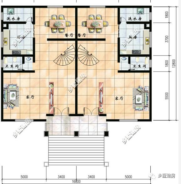 兩套雙拼農(nóng)村別墅設(shè)計圖，一棟是三層的，一棟是二層帶閣樓的，你更中意哪一款呢？