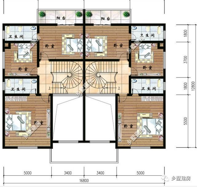 兩套雙拼農(nóng)村別墅設(shè)計圖，一棟是三層的，一棟是二層帶閣樓的，你更中意哪一款呢？