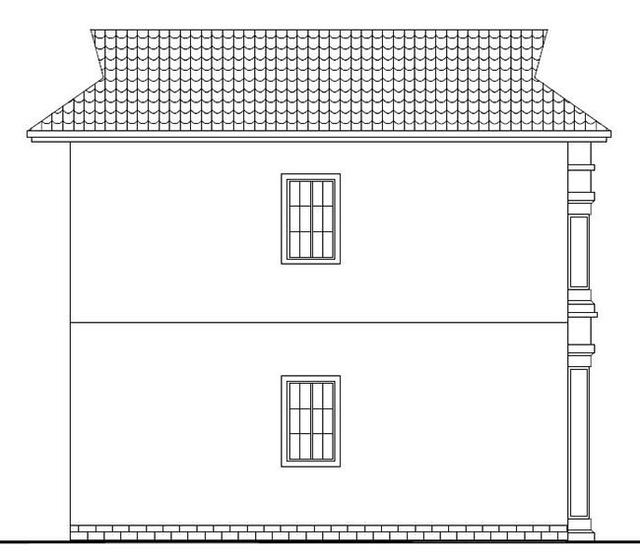 二層農村最時尚的別墅設計圖，設開放式車庫和露臺，布局合理，結構簡單，施工便利。