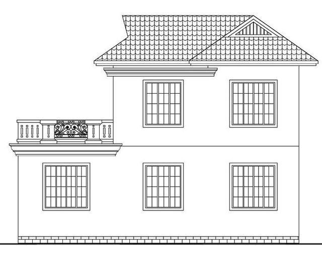 二層農村最時尚的別墅設計圖，設開放式車庫和露臺，布局合理，結構簡單，施工便利。