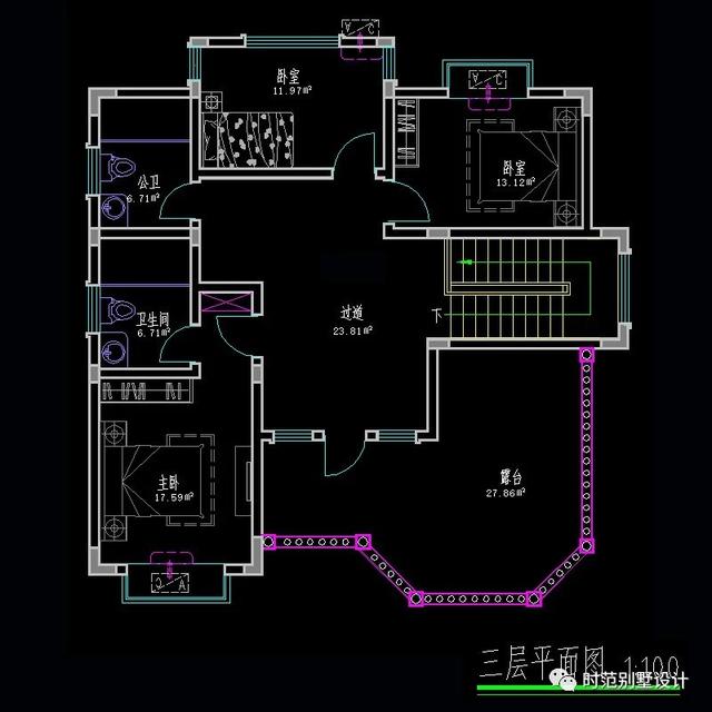 11x12米歐式三層別墅設計圖，帶大露臺+挑空客廳，特別適合農村自建。