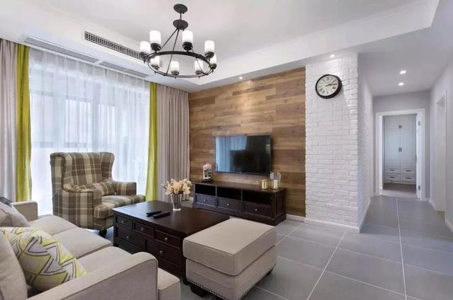 現(xiàn)代美式風(fēng)格100平裝修，最亮眼的是吧臺(tái)，可以做沙發(fā)墻。