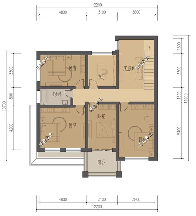 12X12米二層歐式別墅設計圖，外觀精美，戶型方正。