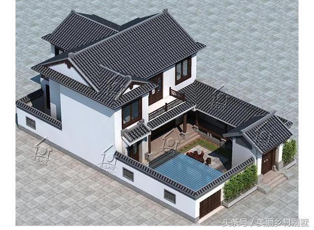 傳統二層四合院別墅設計圖，占地265平，主體造價35萬以內。