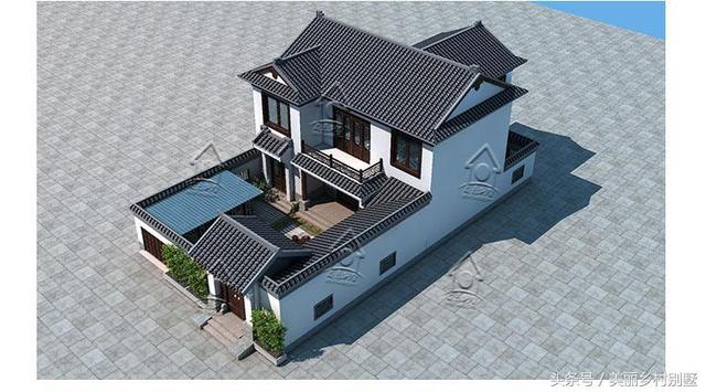 傳統二層四合院別墅設計圖，占地265平，主體造價35萬以內。