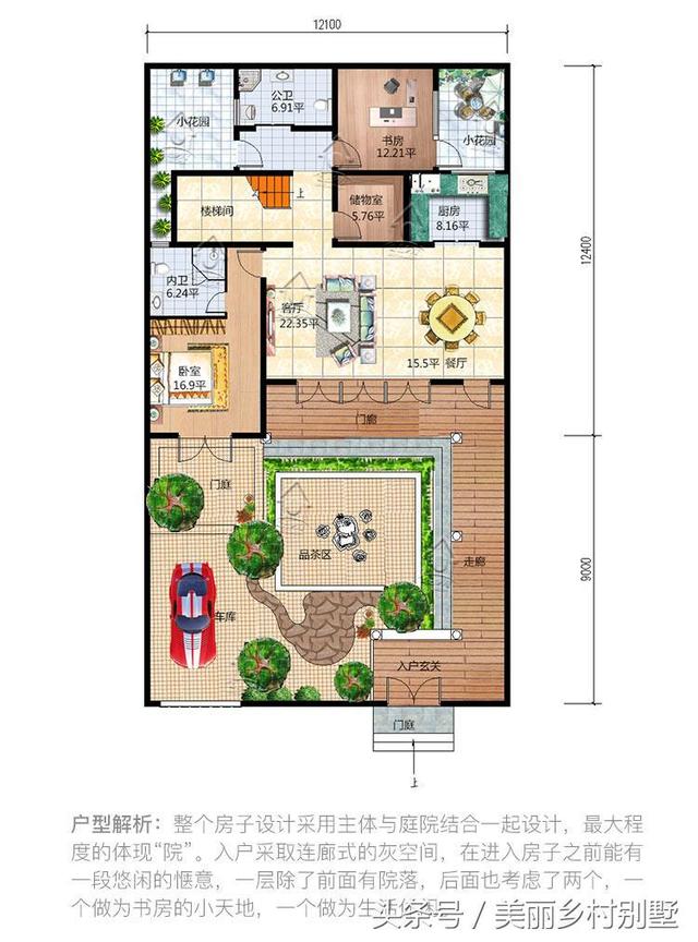 傳統二層四合院別墅設計圖，占地265平，主體造價35萬以內。