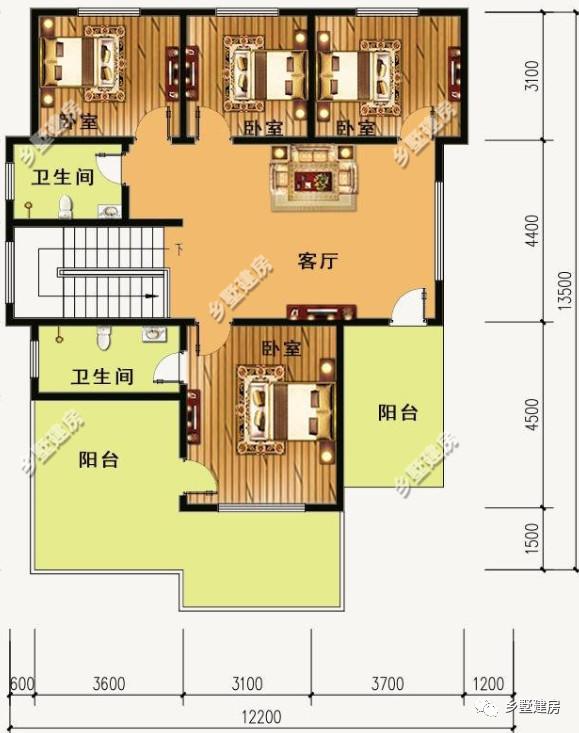 兩棟12X13米農村三層小別墅設計圖，氣派又實用，真的美出新高度。