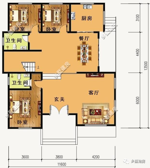 兩棟12X13米農村三層小別墅設計圖，氣派又實用，真的美出新高度。