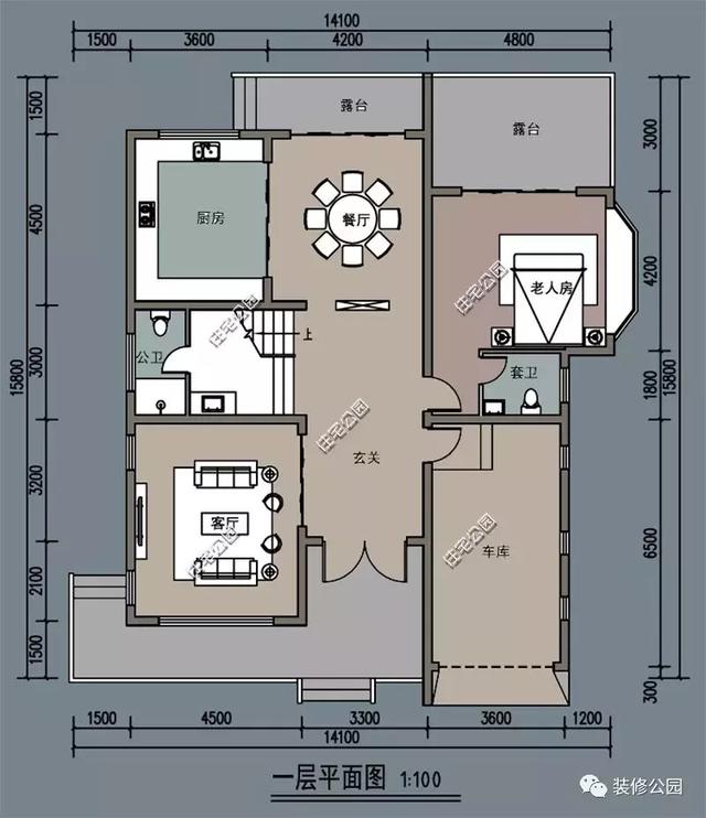 14.1X15.8米農村二層自建房，帶車庫，造價不高，實用才是關鍵。