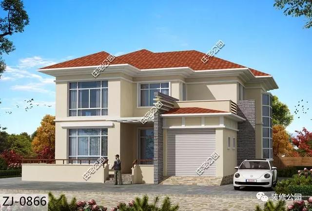 14.1X15.8米農村二層自建房，帶車庫，造價不高，實用才是關鍵。