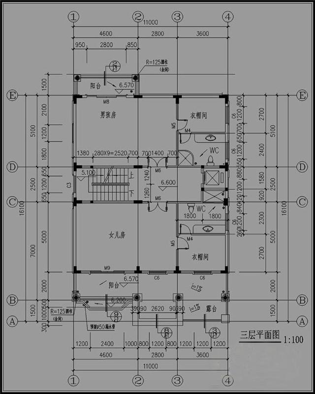 11X16米三層半別墅設計圖，時尚大方，結構美觀漂亮，適合農村居住。