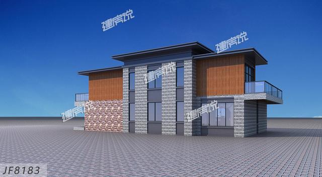 農村二層別墅設計圖，現代感十足，建在環境優美的鄉村，是很惹眼的存在。