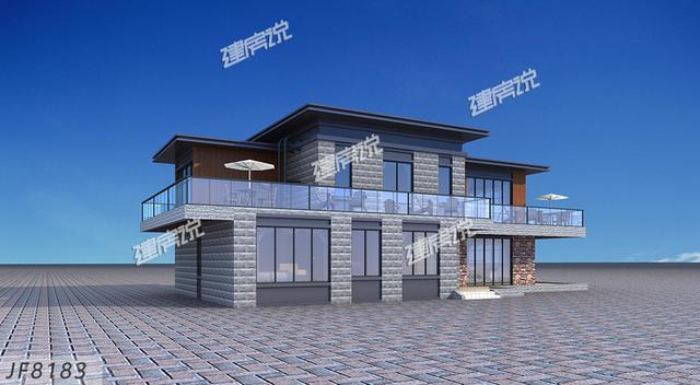 農村二層別墅設計圖，現代感十足，建在環境優美的鄉村，是很惹眼的存在。