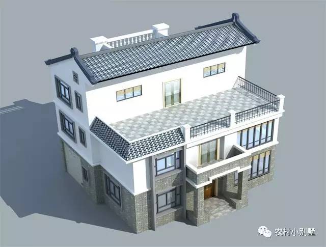 13.5x11米三層新農村徽派住宅設計圖，含效果圖