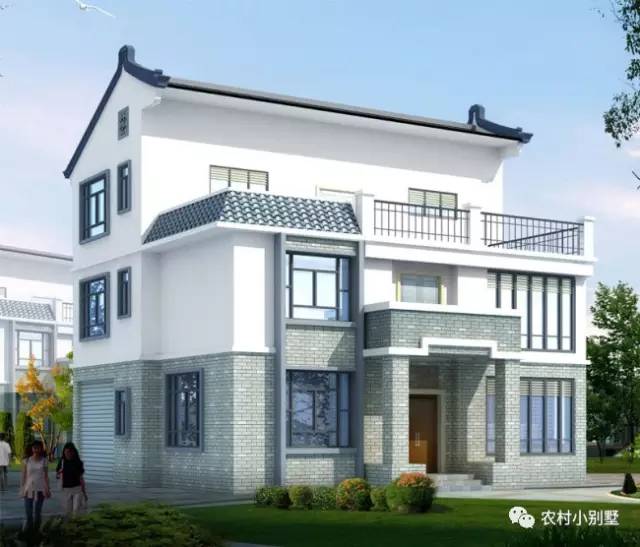 13.5x11米三層新農村徽派住宅設計圖，含效果圖