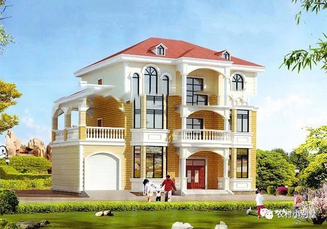 15.6x9.5米帶獨(dú)立車(chē)庫(kù)農(nóng)村三層小洋樓設(shè)計(jì)圖，推薦爆款