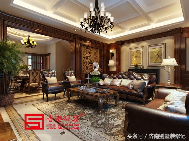 美式致雅大華紫郡300平別墅裝修美式風(fēng)格演繹，恢弘大氣，不失典雅