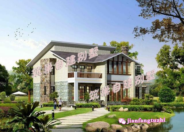 15x12米二層山地別墅設(shè)計(jì)圖，美式風(fēng)格，簡單漂亮。