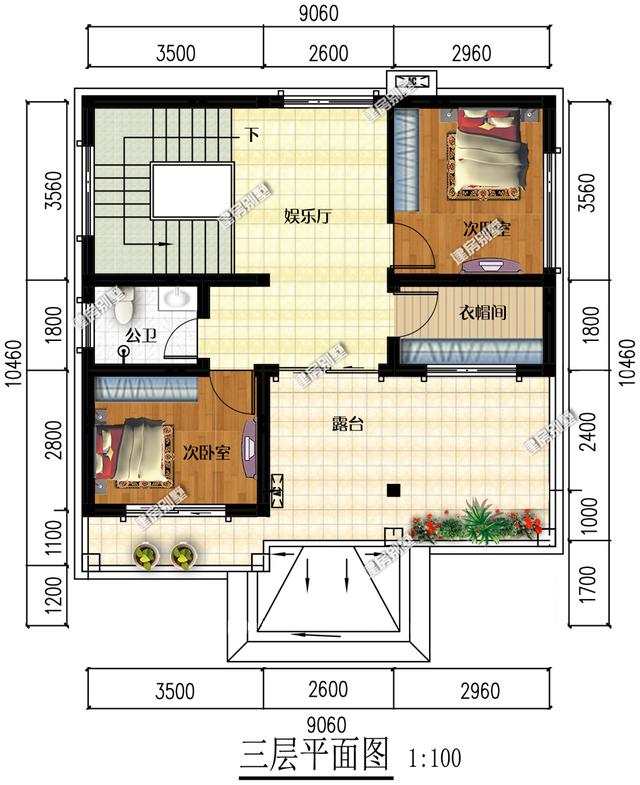 占地僅僅只有91m2農村三層別墅設計圖，符合大部分人的建房口味