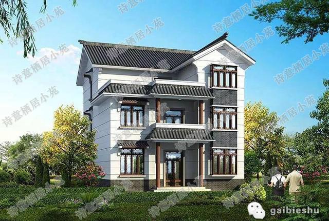 35萬以內占地140平方米中式風格三層別墅設計圖，各種功能設計應有盡有