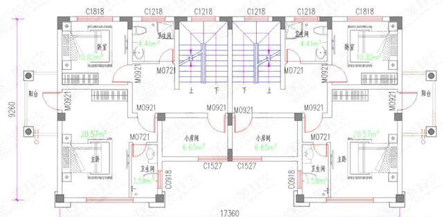 17×9米45萬三層兄弟戶雙拼別墅設計圖，戶型對稱大氣，設計獨特時尚