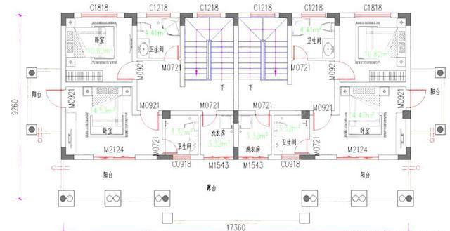 17×9米45萬三層兄弟戶雙拼別墅設計圖，戶型對稱大氣，設計獨特時尚