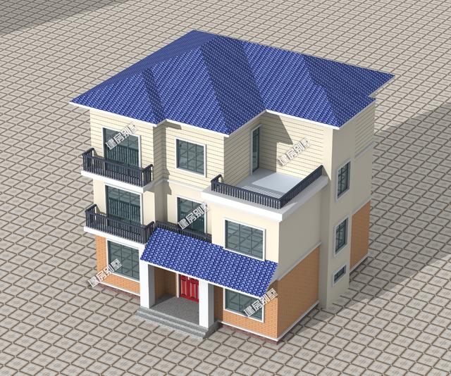 一款12.24x11.24農村四星級別的三層別墅設計圖，滿意度極高