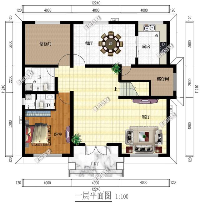 一款12.24x11.24農村四星級別的三層別墅設計圖，滿意度極高