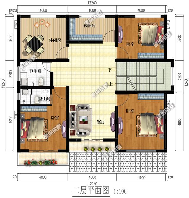 一款12.24x11.24農村四星級別的三層別墅設計圖，滿意度極高