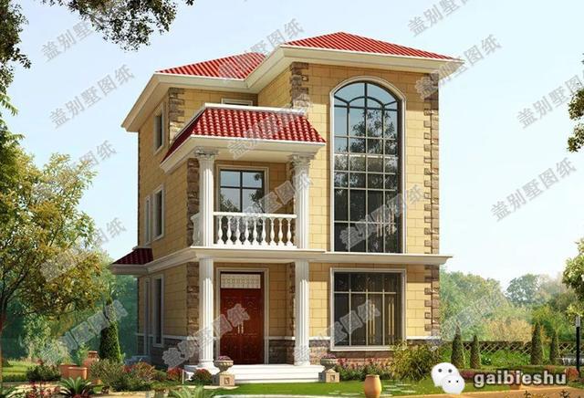 2款三層帶挑空客廳小洋樓別墅設計圖，無挑空，不豪華，戶型豪華大氣