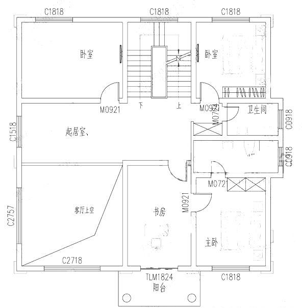 2款三層帶挑空客廳小洋樓別墅設計圖，無挑空，不豪華，戶型豪華大氣