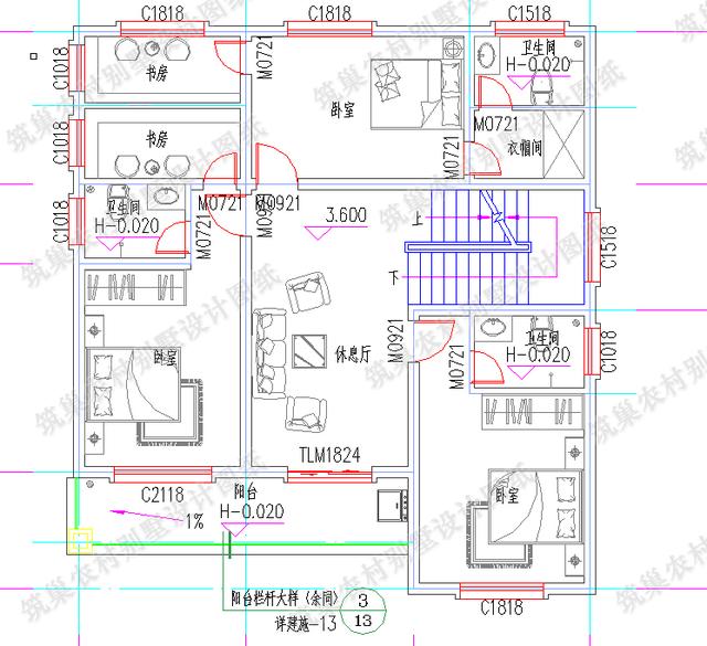 二層平屋頂3廳4臥自建房全套施工圖，施工難度較低，簡(jiǎn)單實(shí)用