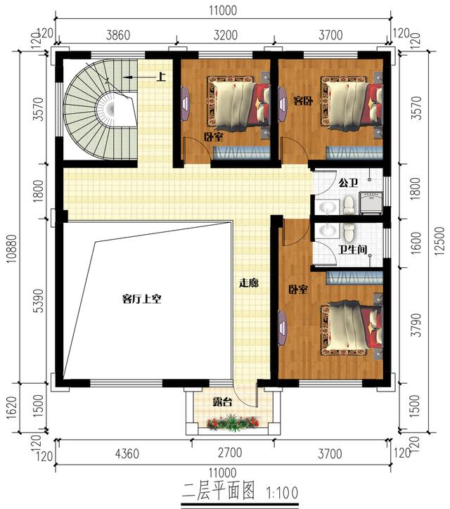 帶挑空客廳三層別墅設計圖，內(nèi)置布局非常合理，一眼看去很吸引人