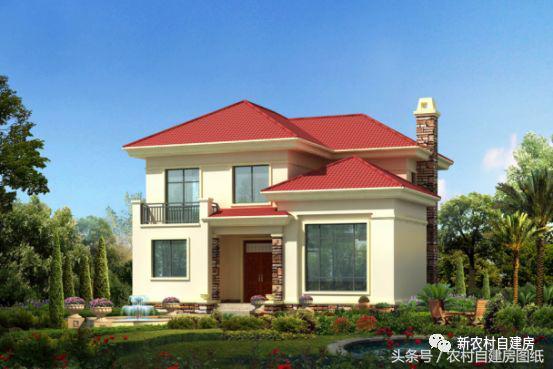 復式二層農村別墅設計圖，帶柴火灶和露臺，浪漫簡約，時尚經典