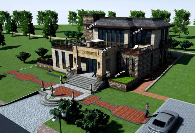 二層新中式獨棟別墅設計，空間利用合理，氣派奢華